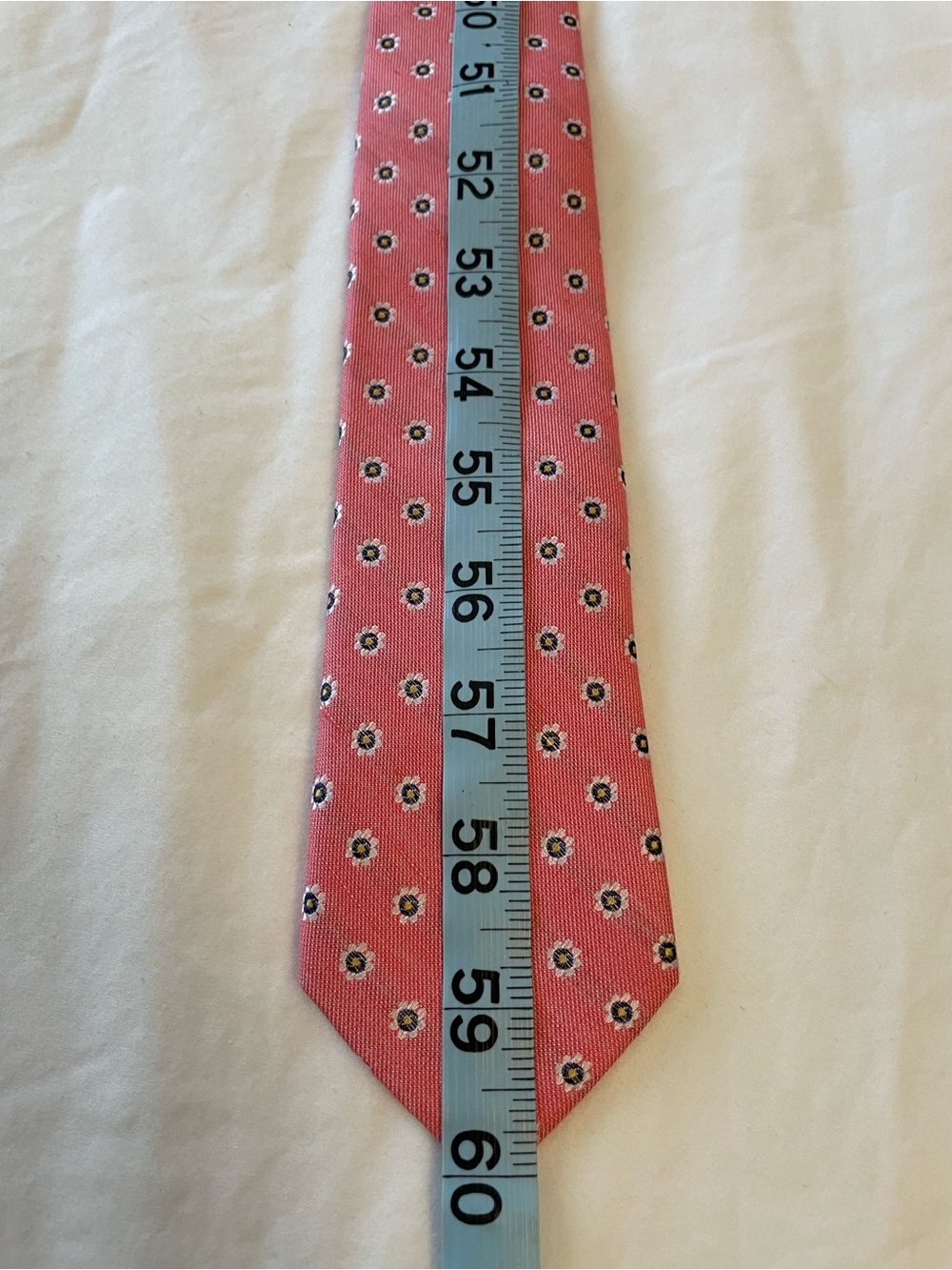 The Tie Bar Pink Floral Slim Tie with Navy & White Accents - Picture 6 of 6